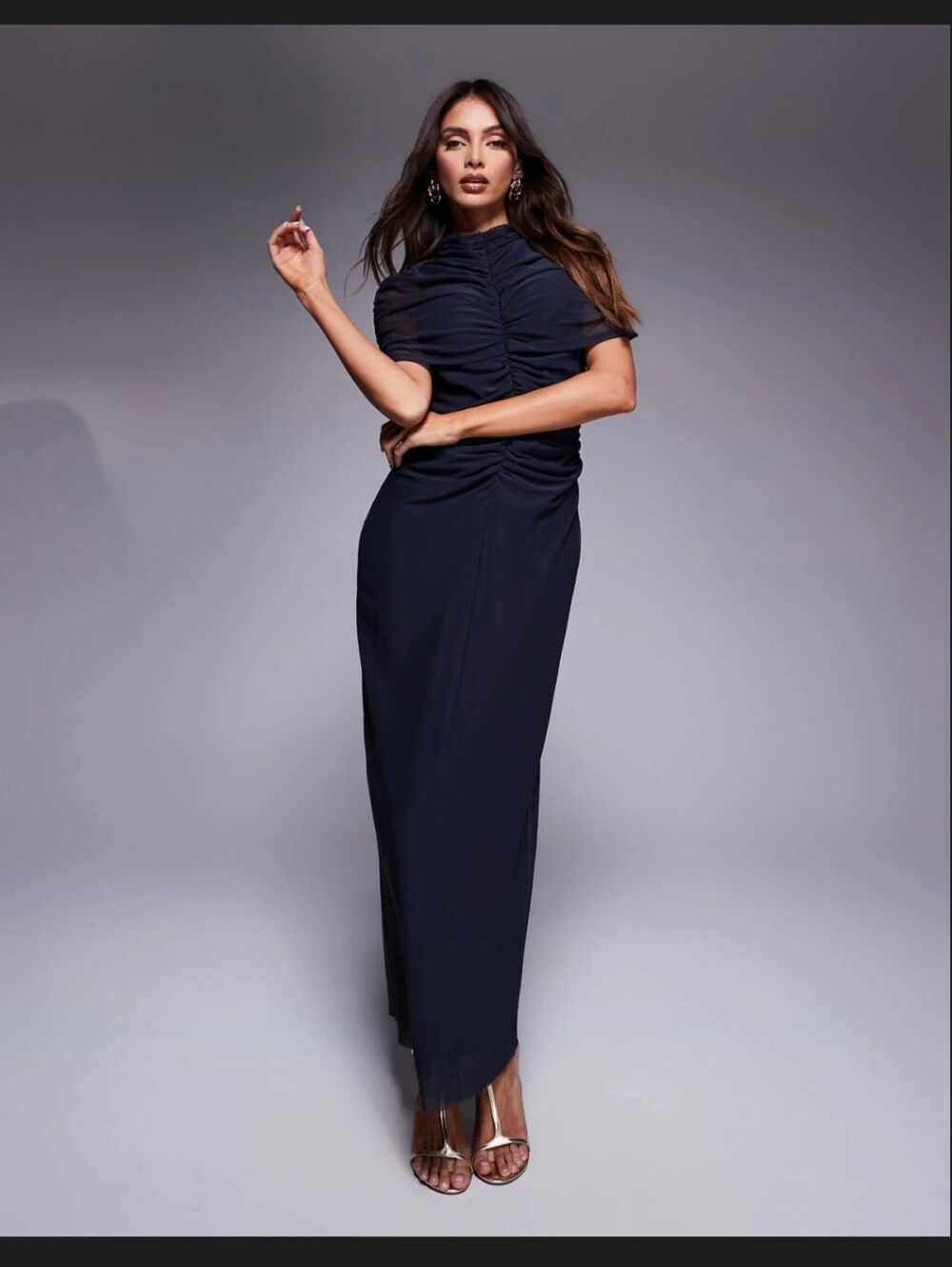 Ruched Asos Navy Maxi Dress